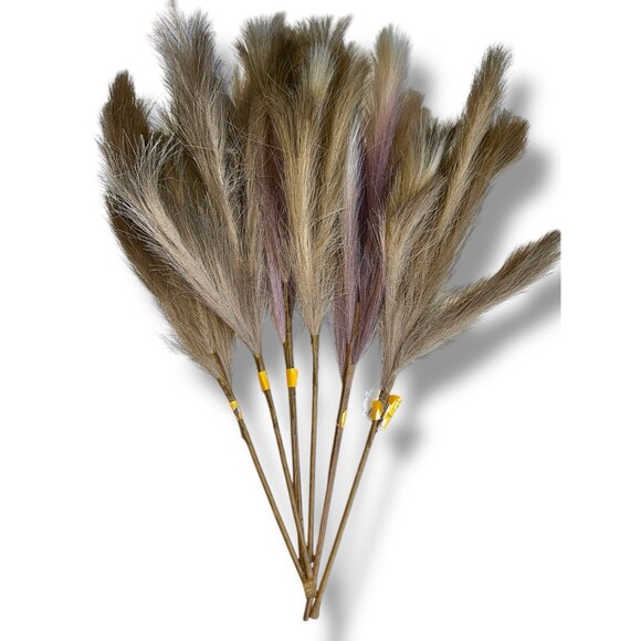 Faux Pampas Grass Fluffy Artificial Tall Stems Beige Boho 6 pcs 22 inches - Picture 6 of 16
